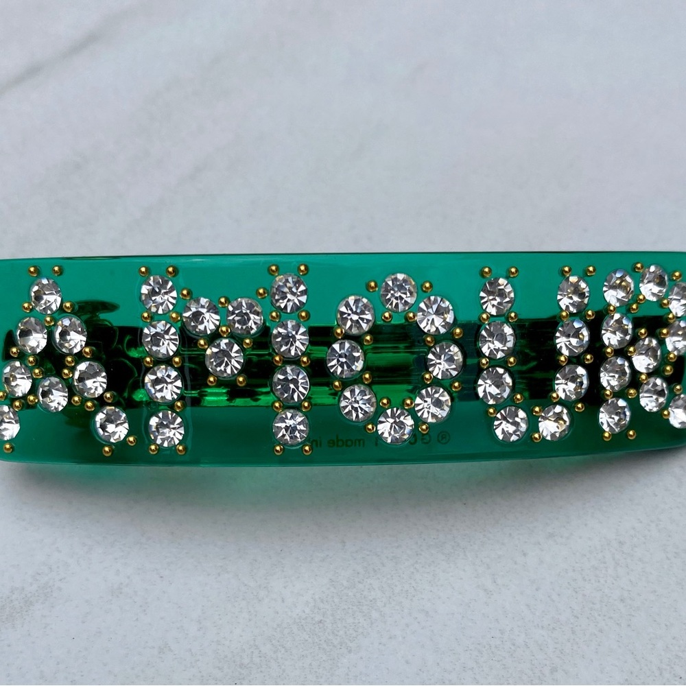 NWOT Amour Green Barrette with Crystals